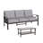 2 Piece Outdoor Patio Set, 70” All-Weather Metal 3-Seat Metal Patio Sofa And Rectangular Coffee Table , Khaki Frame With Gray Cushions-1547054535-1547054533