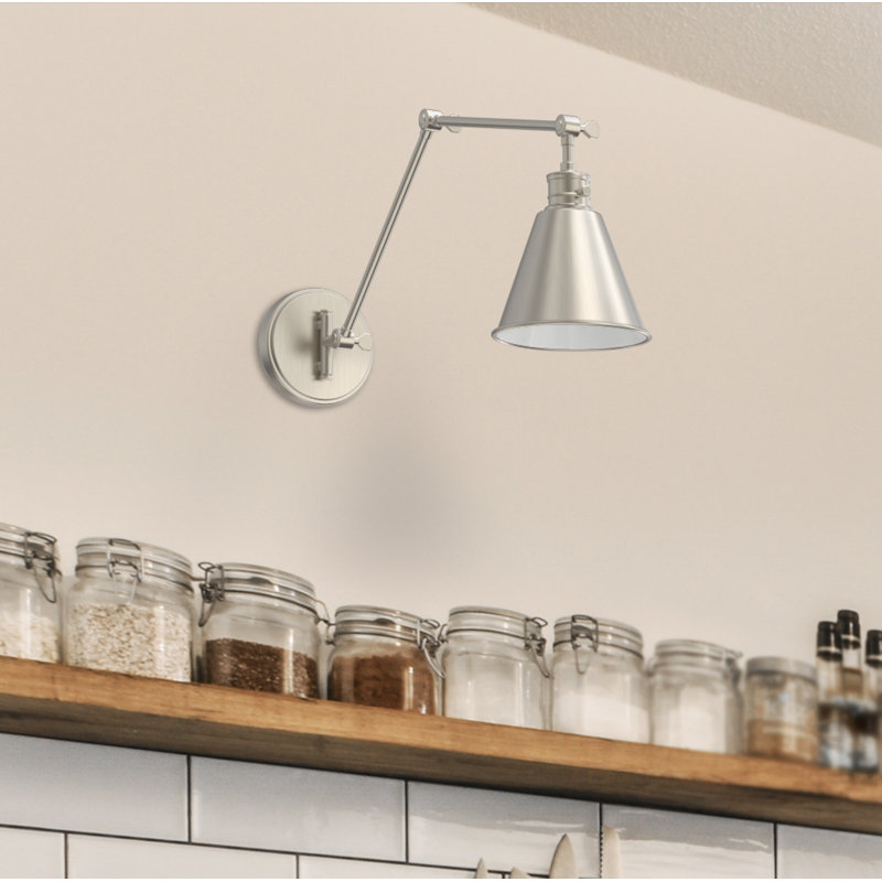 Alihan Swing Arm Sconce, Brushed Nickel, Silver