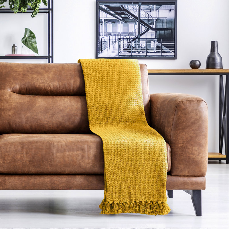 Vitela Throw Blanket, Ochre, 127 x 152cm
