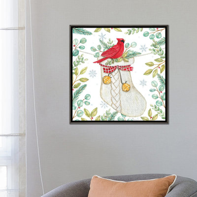 «Jingle Bell Cardinal», reproduction d'art sur toile encadrée