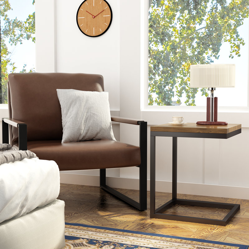 Eritrea Faux Leather Armchair, Brown Faux Leather