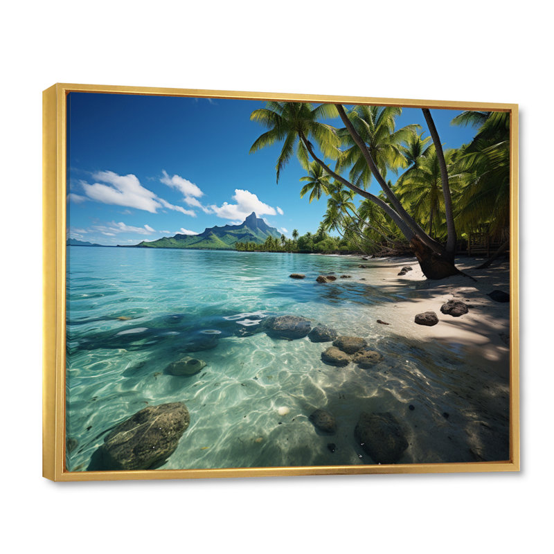Ambor Bora Bora Beach IV - Imprimé, H 30 po x l 40 po x P 1,5 po, Cadre flottant doré