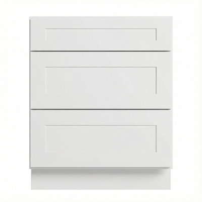Modern Shaker Kitchen Base Cabinet With 3-Drawers, Solid Birch Frame, Full-Extension Dtc Soft-Close Slides, Adjustable Shelves, Multiple Width Options (12”–36”)