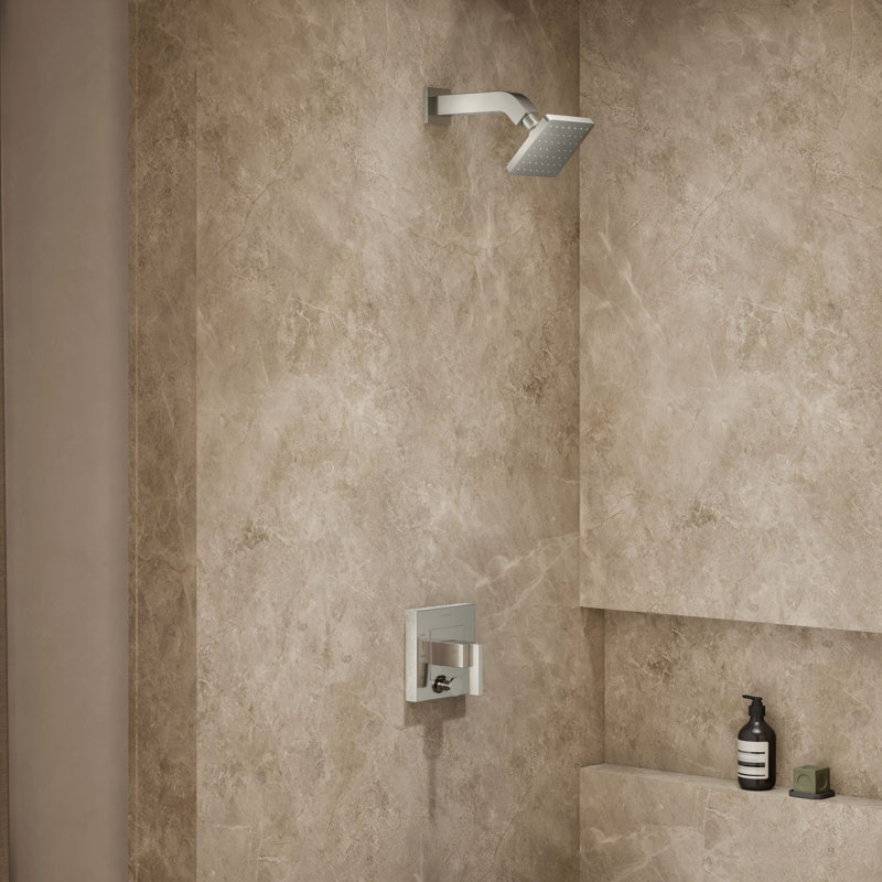 Ensemble de garniture de douche Loure Rite-Temp avec inverseur à bouton-poussoir, sans pomme de douche, Nickel poli éclatant