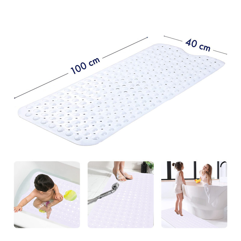 Ishpreet Rectangle Non Slip Bath Shower Mat, 53cm H x 53cm W, White