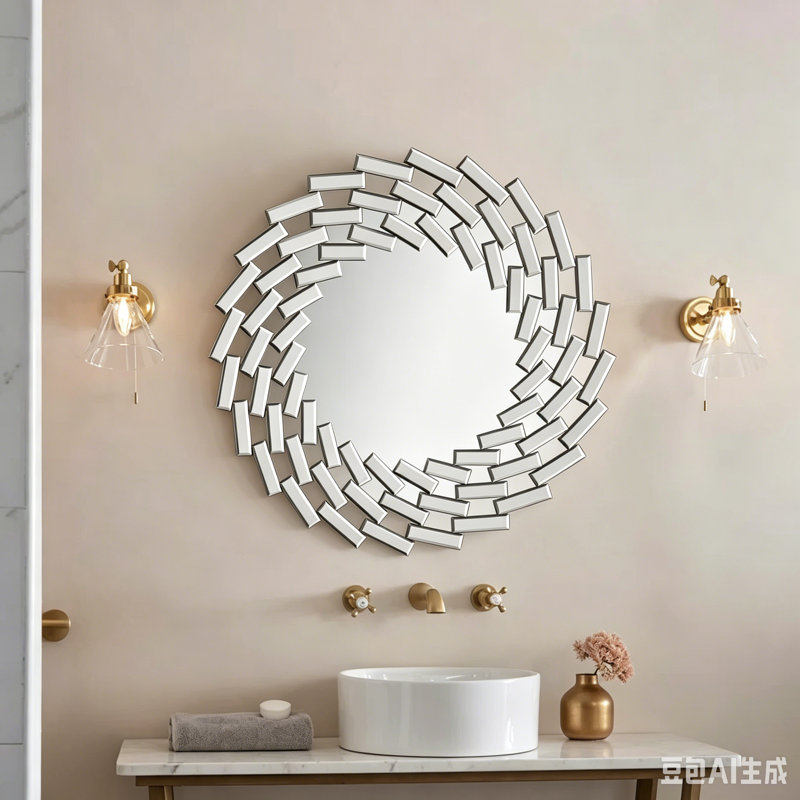 Beveled Frameless Gear Accent Wall Mirror