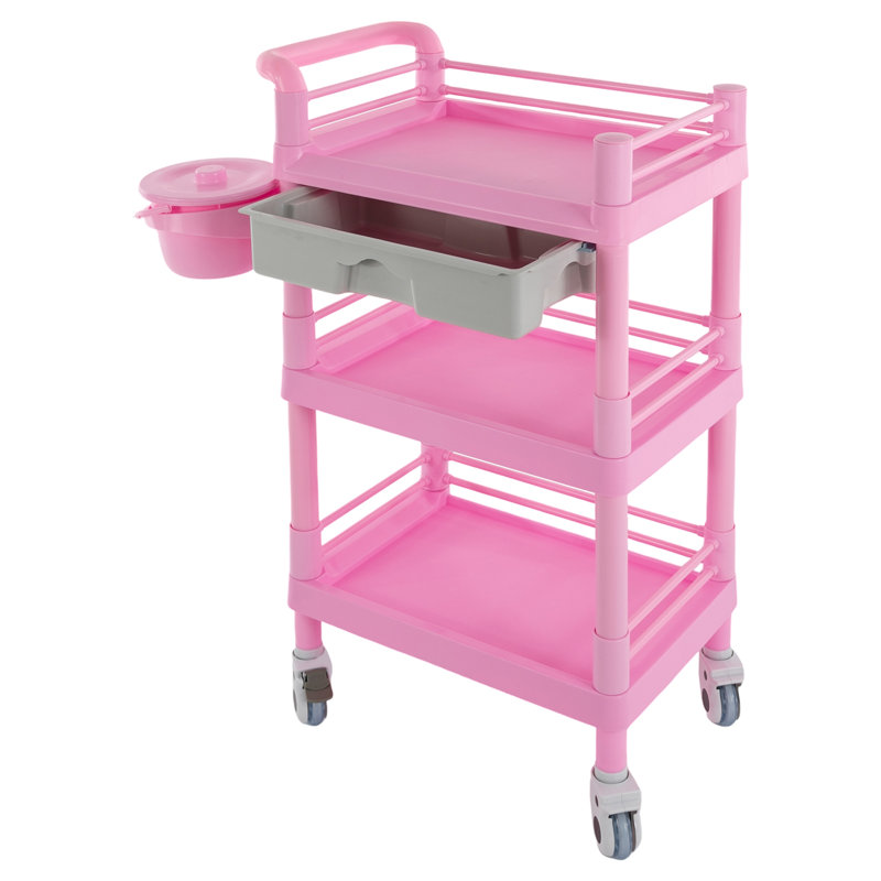 38.5'' H x 21.26'' W Utility Cart with Wheels, Pink