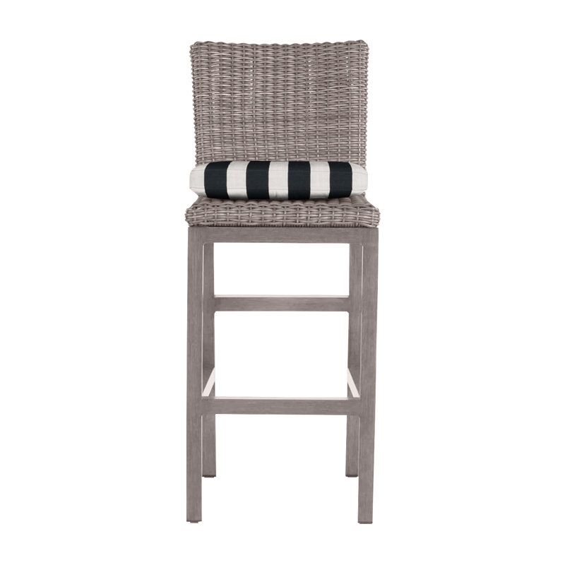 Tabouret de bar 30 po Rustic, Noyer noir, Pas de soudure, Sunbrella® ‑ Cabana à rayures minuit