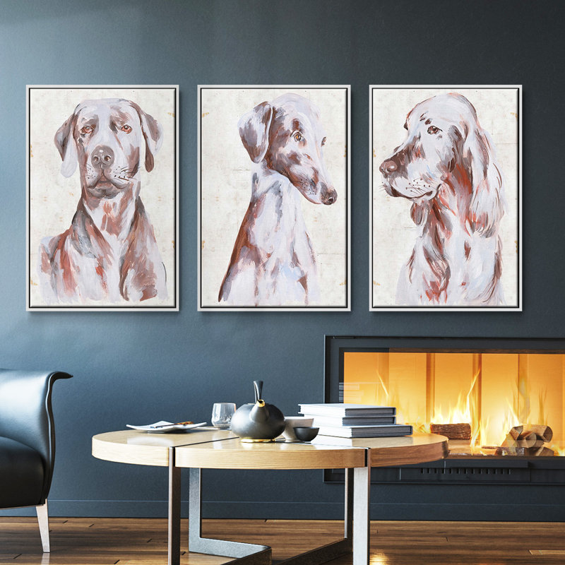 Chien assis I 3 pièces, H 27 po x l 54 po, Blanc