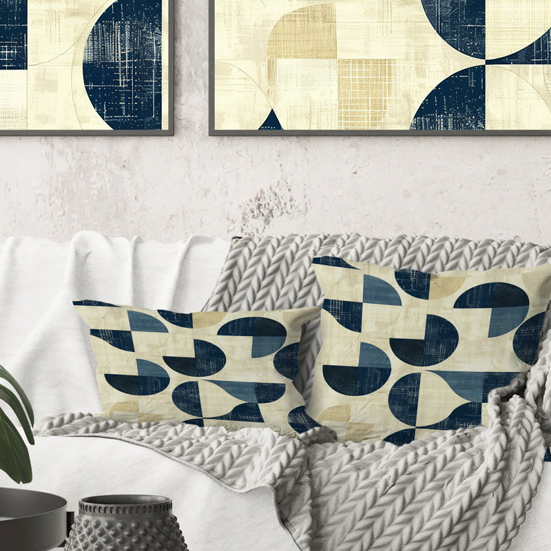 Coussin ivoire Midcentury Shapes VII - Midcentury, H 16 po x l 16 po