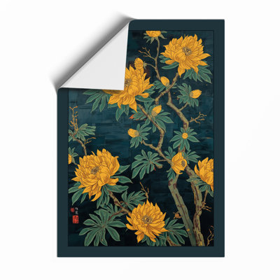 Golden Chrysanthemums Botanical - Framed Print