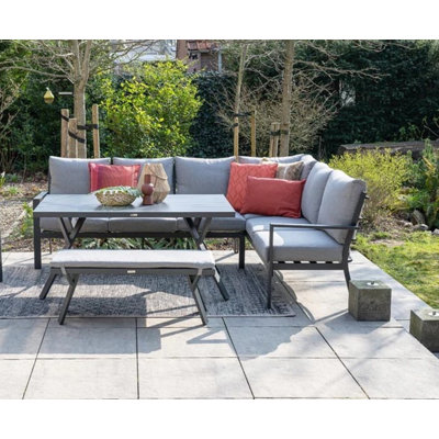 Cibecue 7 Person Lounge Dining set with Grey Cushions