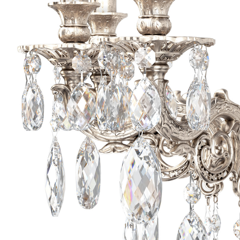 3 - Light Candle Wall Light, Incandescent, Strass Clear, Aurum