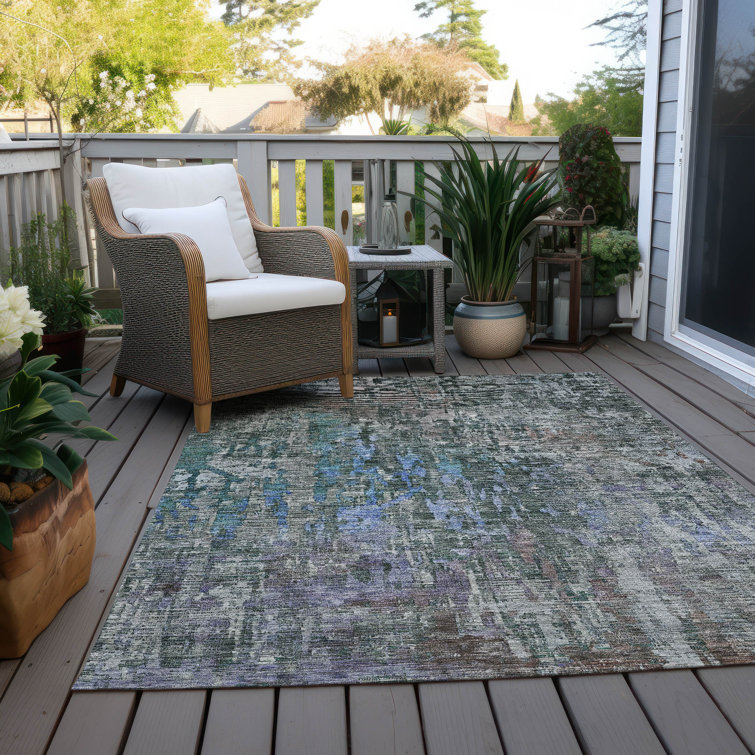 Machine Washable Indoor/Outdoor Claudian ACN1237 Fern Rug