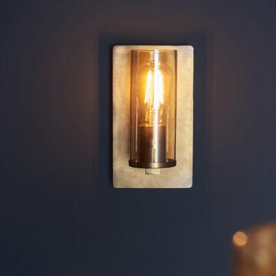Alzahraa 1 -Light LED Dimmable Hardwired Antique Brass Patina Armed Sconce