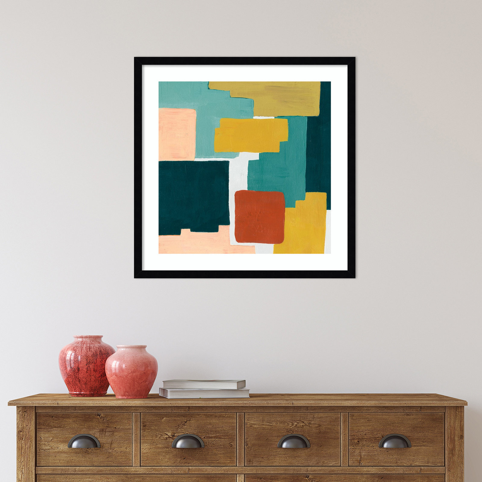 Block Abstract II by Grace Popp, Noir Black Framed Paper, 25.38" H x 25.38" W x 0.88" D