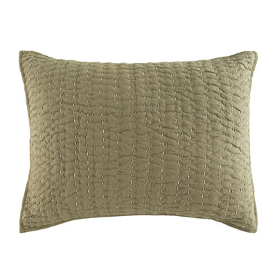 Deepali Kantha Olive Quilted Sham