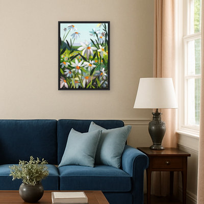 «Daisies 3» par Brook Page, reproduction d'art sur toile encadrée