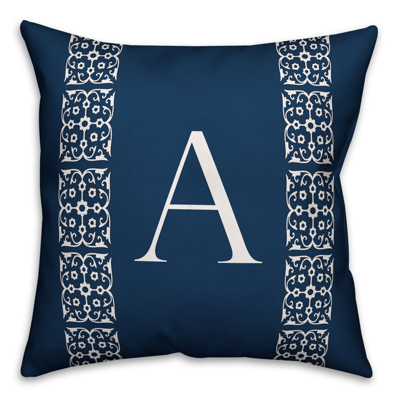  Lace Initial Throw Pillow, A