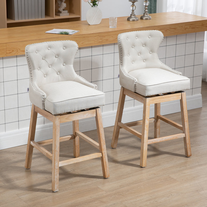 Tabouret de bar pivotant 30,1 po Hernandes, Blanc crème