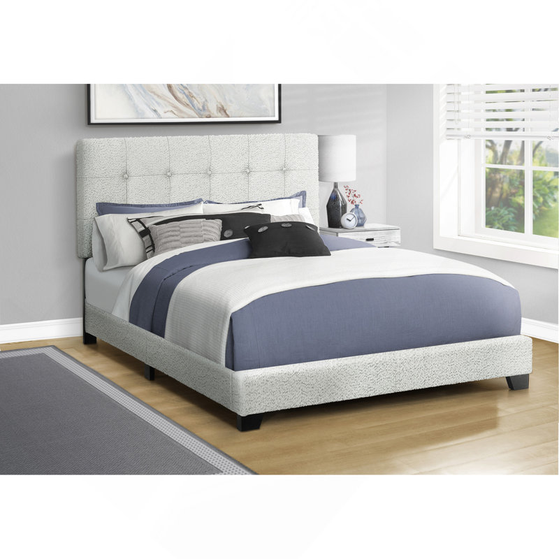 Bed, Bedroom, Upholstered, Frame Only, Transitional, Gray, Queen