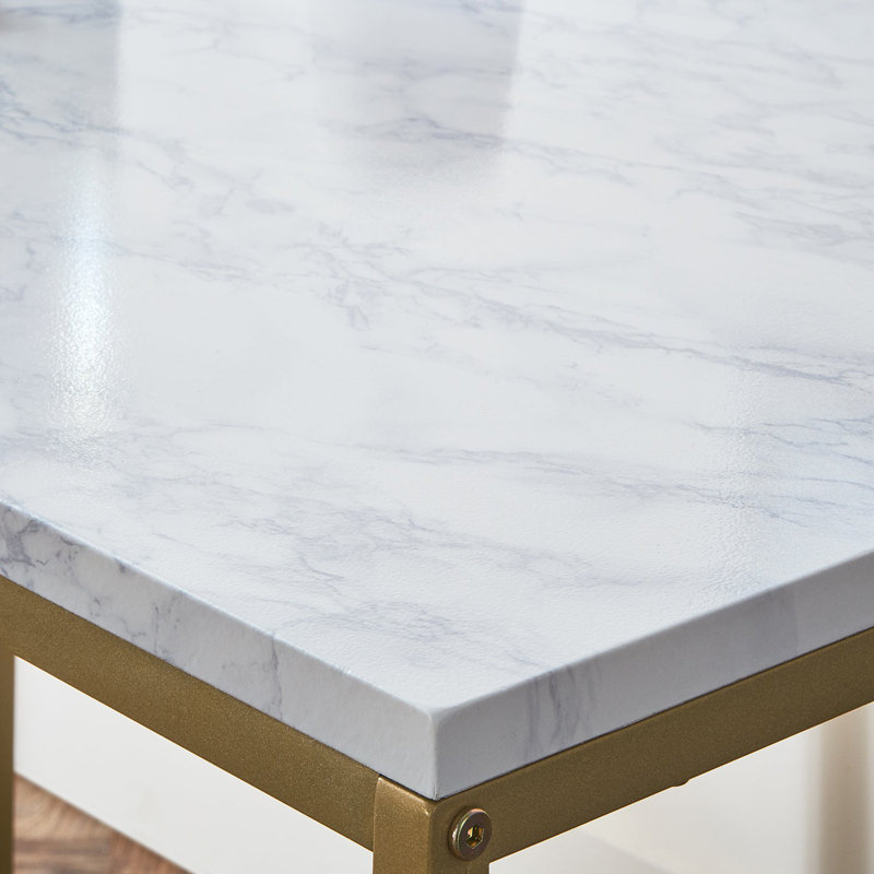 Kalyssa Metal Base Writing Desk, White, Gold