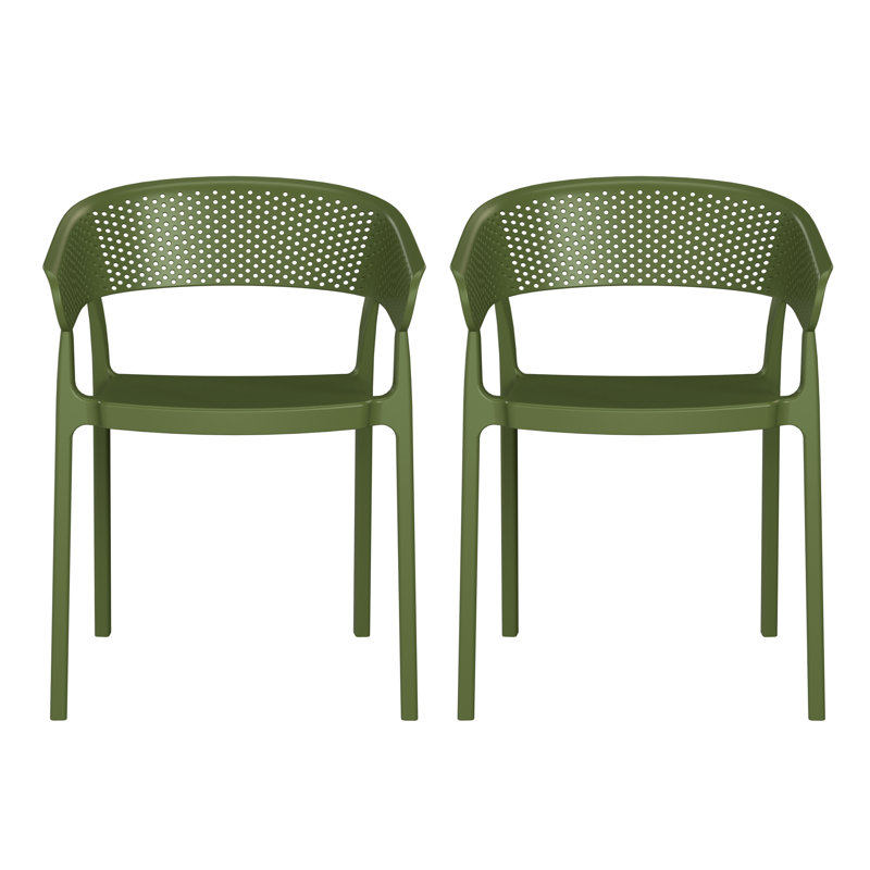 Delron 29'' H 2-Piece Outdoor Dining Armchair, Green