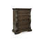 Commode haute 5 tiroirs May, avec boutons dorés antiques, brun foncé May