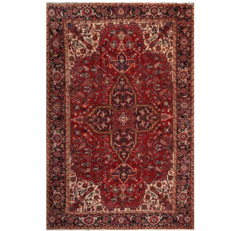 Tapis de zone en laine rouge 9 pi x 13 pi noué la heriz rouillée one-of-kind Annies
