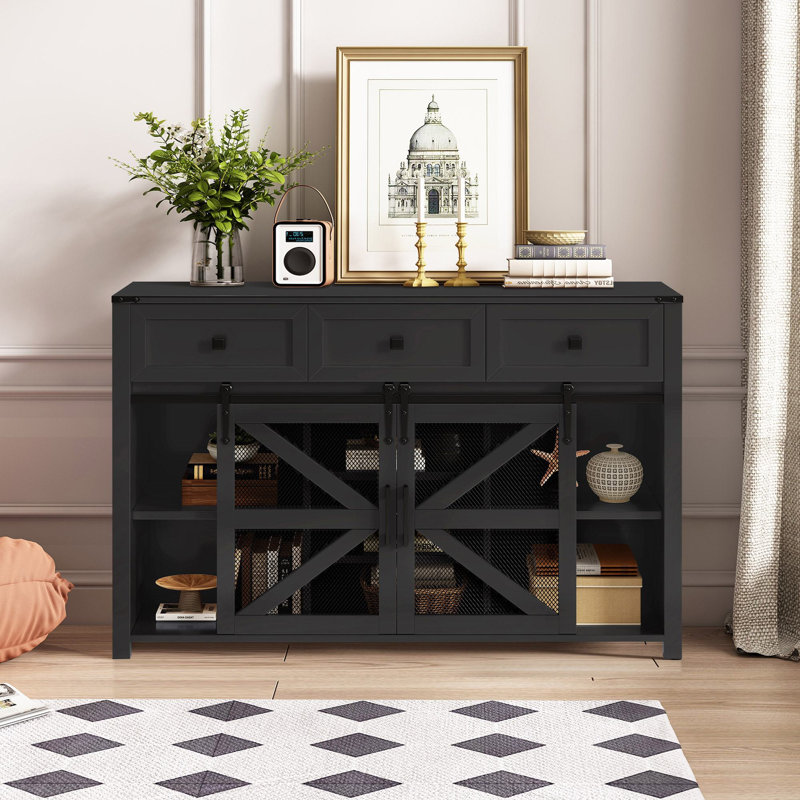 Buffet 55 po avec 3 tiroirs Alston, Noir