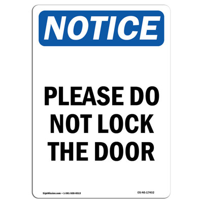 SignMission Please Do Not Lock the Door Sign | Wayfair