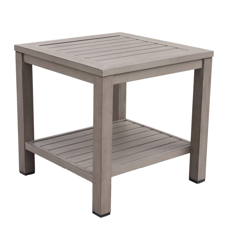 Rust - Table d'appoint en aluminium multicolore avec tablette, de forme carrée, l 23 po de largeur, profonde, 21,5 po de hauteur, 19 lb, idéale pour les déjeuners de patio et les réceptions, couleur, l 22,51 po de profondeur, largeur, 21,67 po de hauteur,