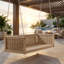 Balancelle de véranda simple en bois naturel, structure de balançoire suspendue en bois massif et en rotin avec de longues cordes pour le jardin, la piscine et la cour arrière （N'inclut pas les coussins de siège ou les coussins décoratifs）-131251731