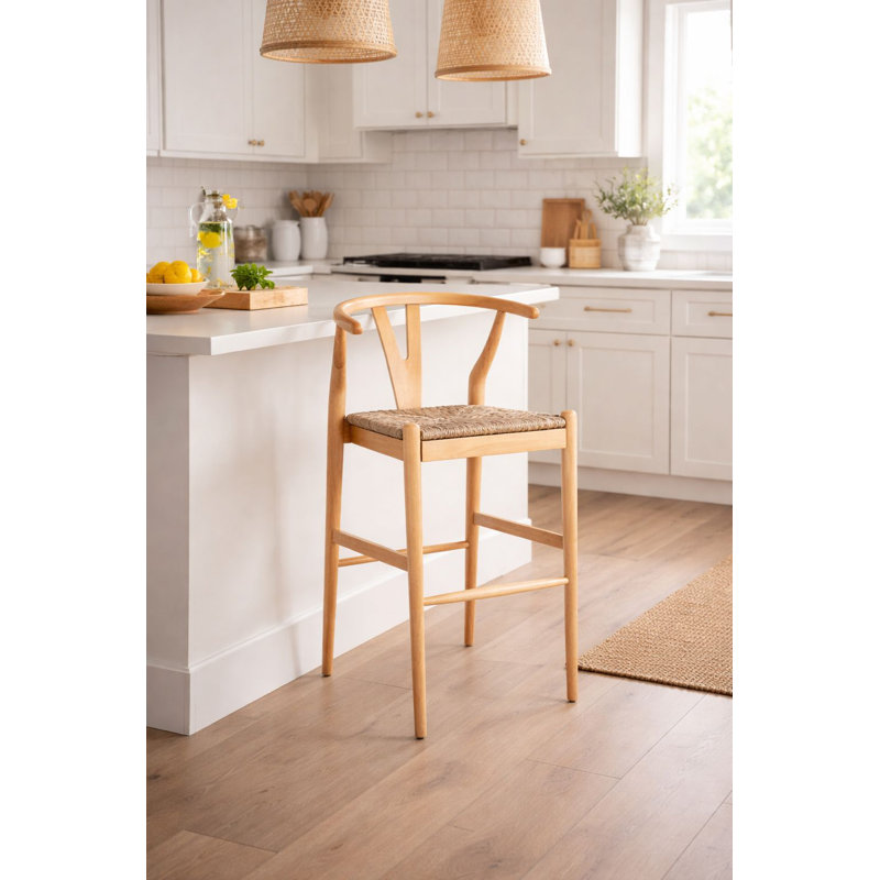 Nareh Bar Height Kitchen Bar Stool, Natural, Bar Stool (29" Seat Height)