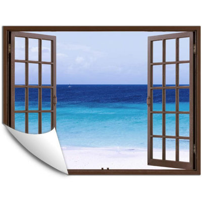 Window Brown Scenery Peel & Stick Border