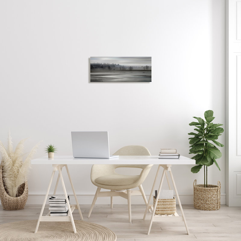 Paysage gris sur toile par Madeline Clark, H 10 po x l 24 po x P 1,5 po