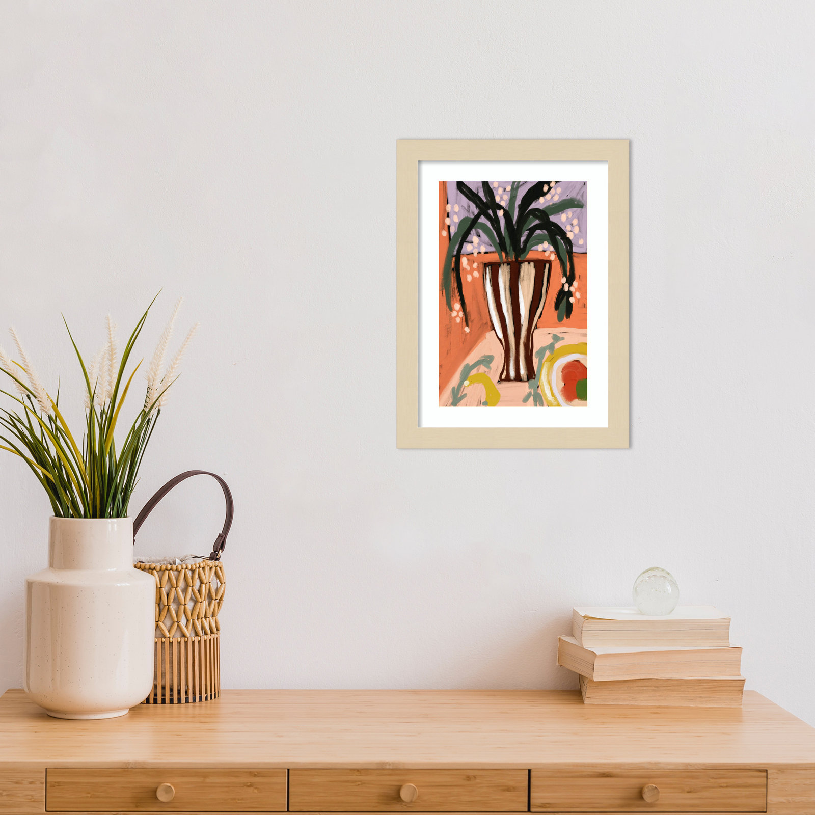 Floral Still Life No 3 by Treechild Wood Framed Wall Art Print, 13" H x 10" W, Brown