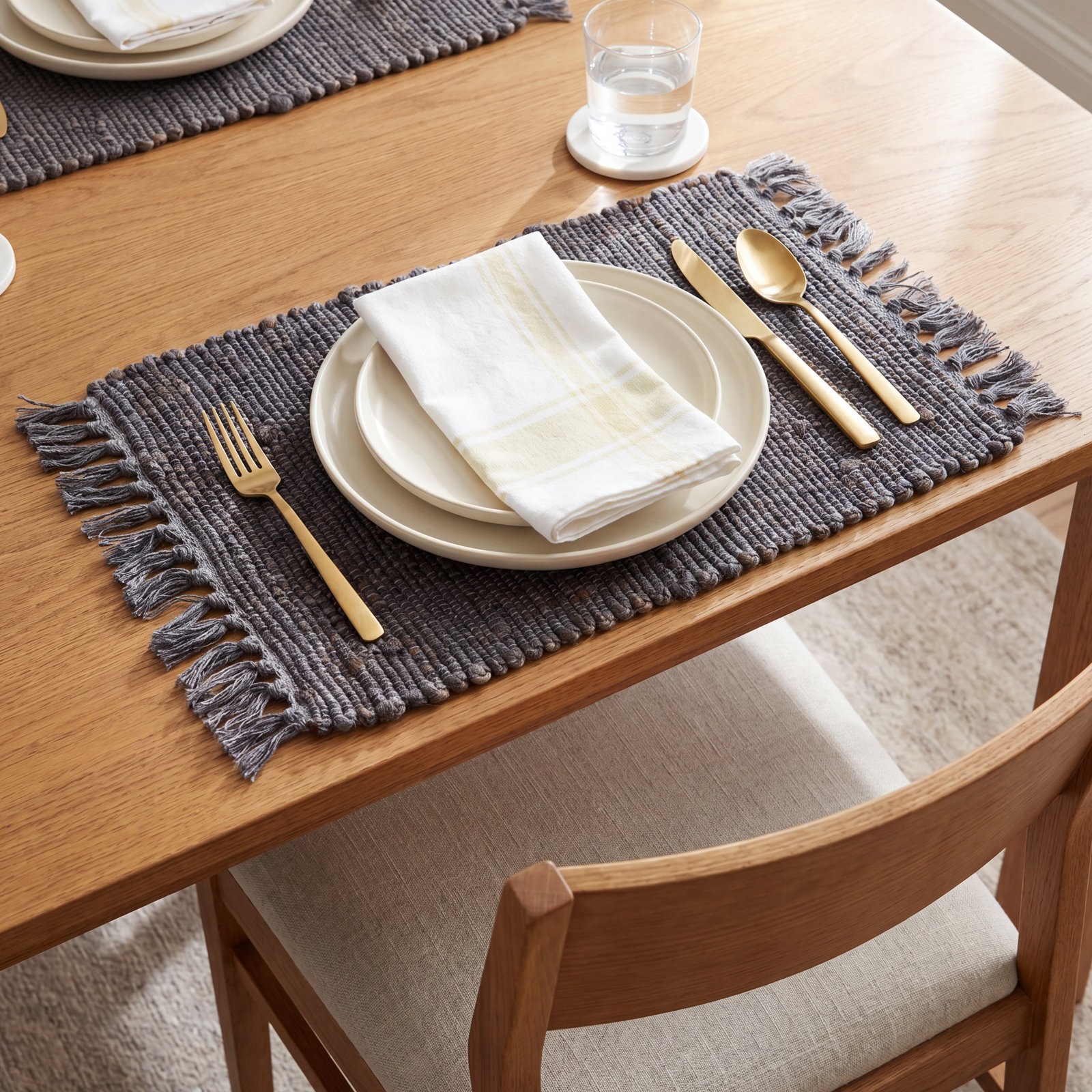 Payton Reversible Jute Placemat, Gray