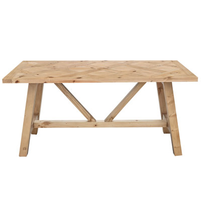 American Rustic Rectangular Pine 63" Solid Wood Dining Table For 4-6 People For Kitchen, Dining Room