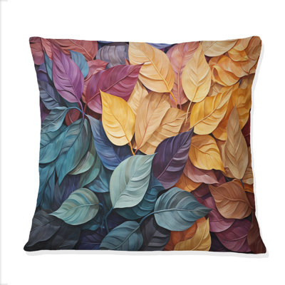 Collage coloré II - Coussin décoratif imprimé feuilles