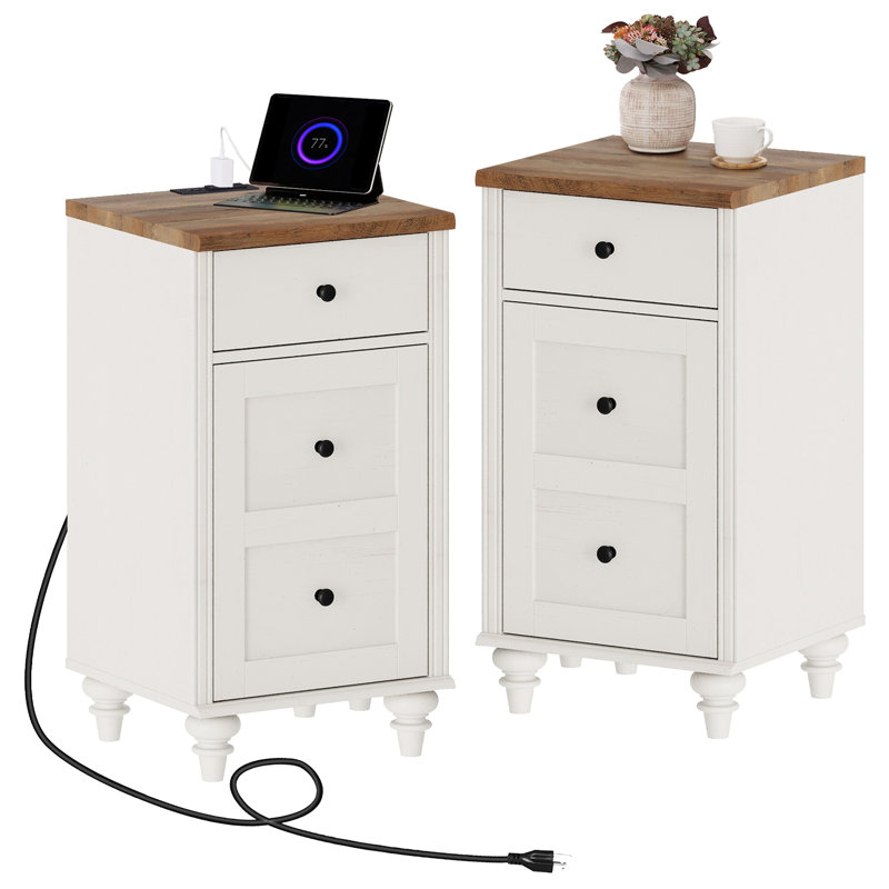 4 Piece Coffee Table Set With A Fireplace & Two End Tables & One Coffee Table, Off White