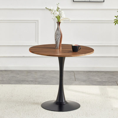 Table de salle à manger ronde 31,5 "en fausse noyer tulipe