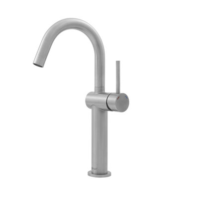 Single Handle Vessel Bathroom Faucet, Tall Single Hole Bathroom Sink Faucet, Brushed Stainless Steel