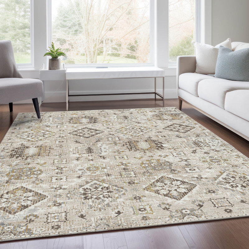 Tapis intérieur / extérieur lavable à la machine Xhevrie, Rectangle 5 pi x 7 pi 6 po