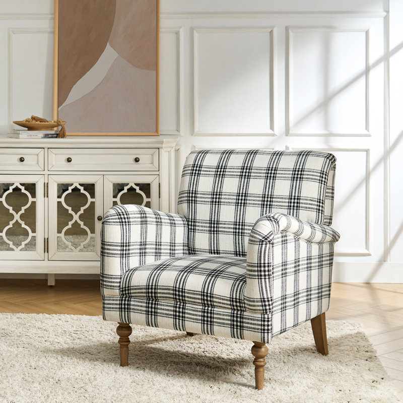 Fauteuil Ariana, Tissu écossais noir