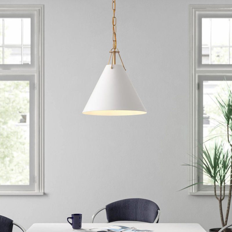 1-Light White Adjustable Iron Pendant