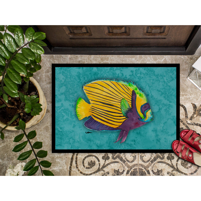 Paillasson anti-dérapant de poissons tropicaux glenmere Fish, Rectangle 1 pi 6 po x 2 pi 3 po