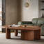 Table basse 48 "ovale en noyer, table centrale stable en bois massif pour le bureau personnel du salon
