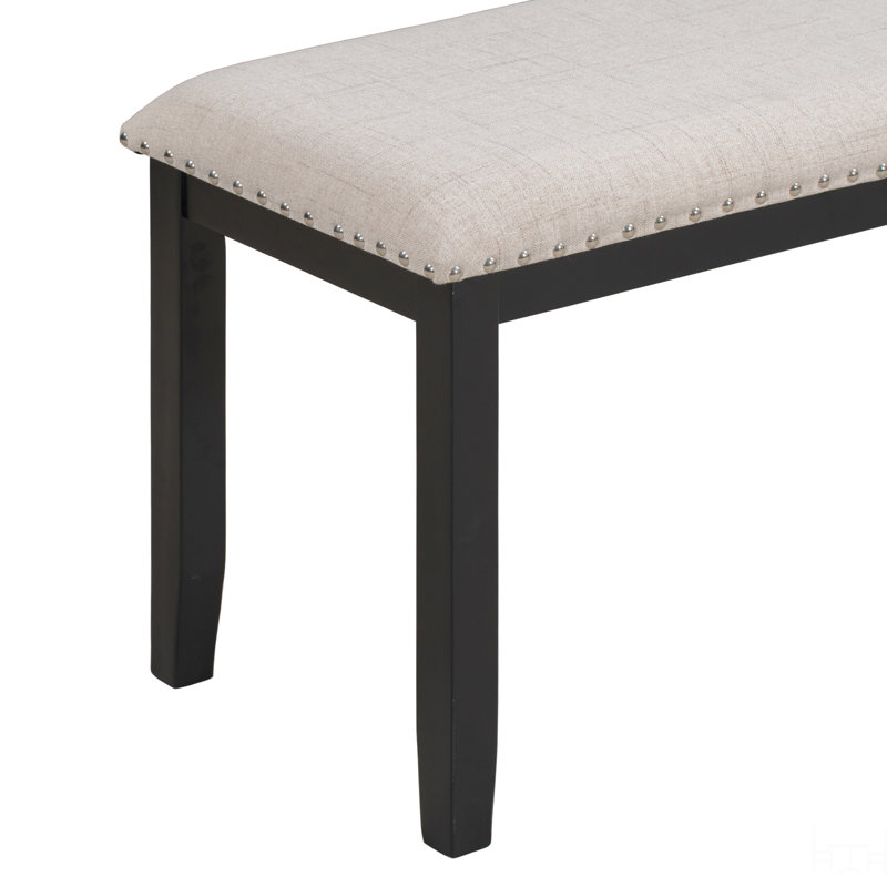 Table de salle à manger de style moderne 6 pièces avec 4 chaises et 1 banc, table avec placages marbrés et pieds en V