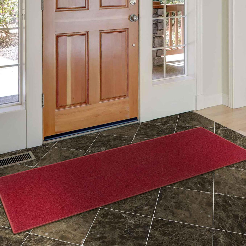 Emmy Red Synthetic Non-Slip Washable Kitchen Mat